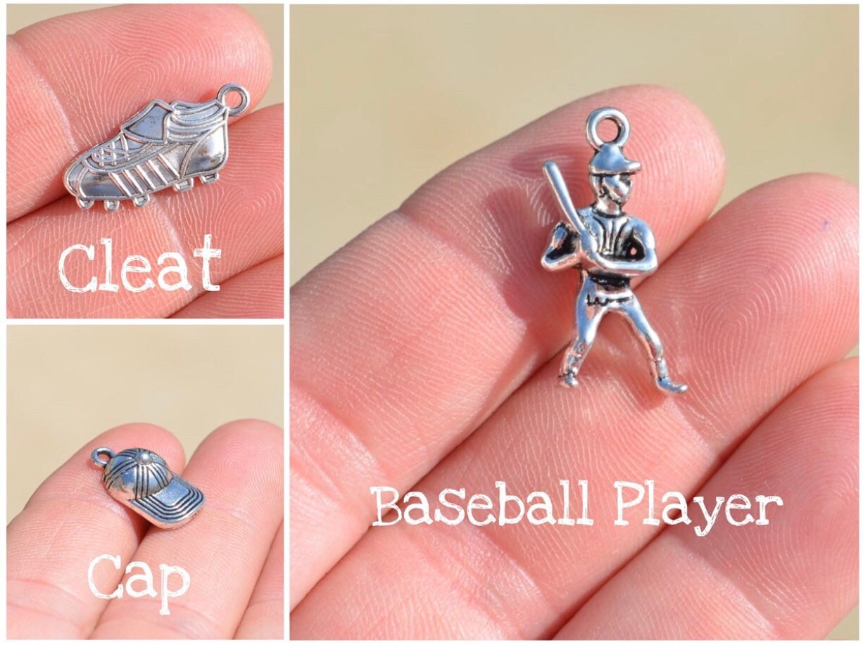 Custom Baseball/Softball Bangle Bracelet with Four Charm Selections