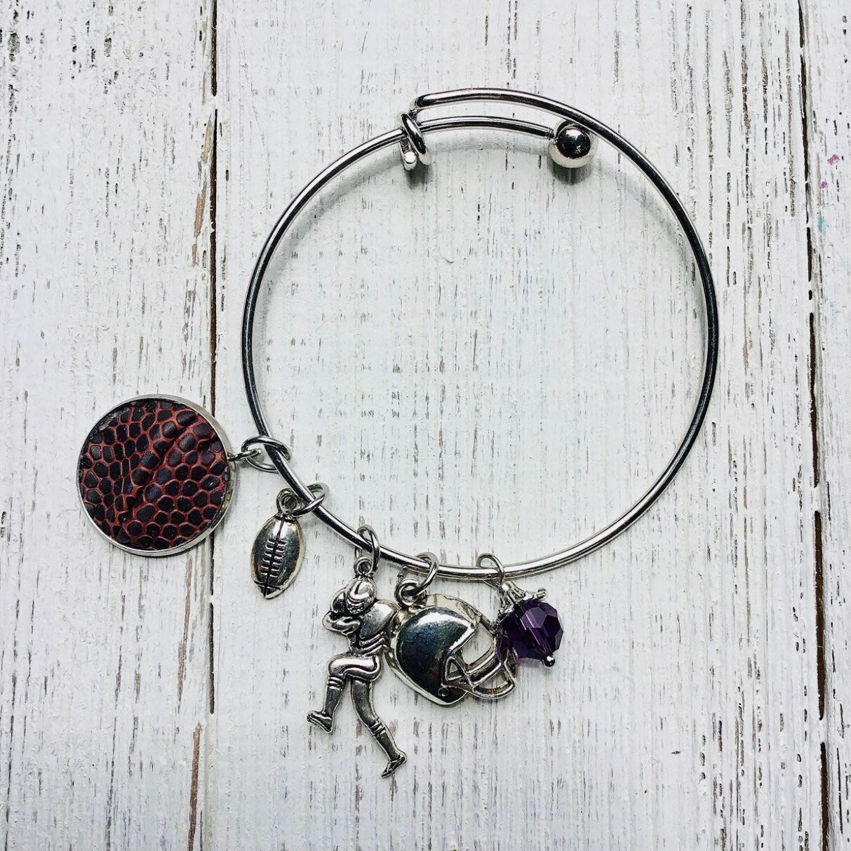 Custom Basketball/Football Bangle Bracelet with Personalized Charms