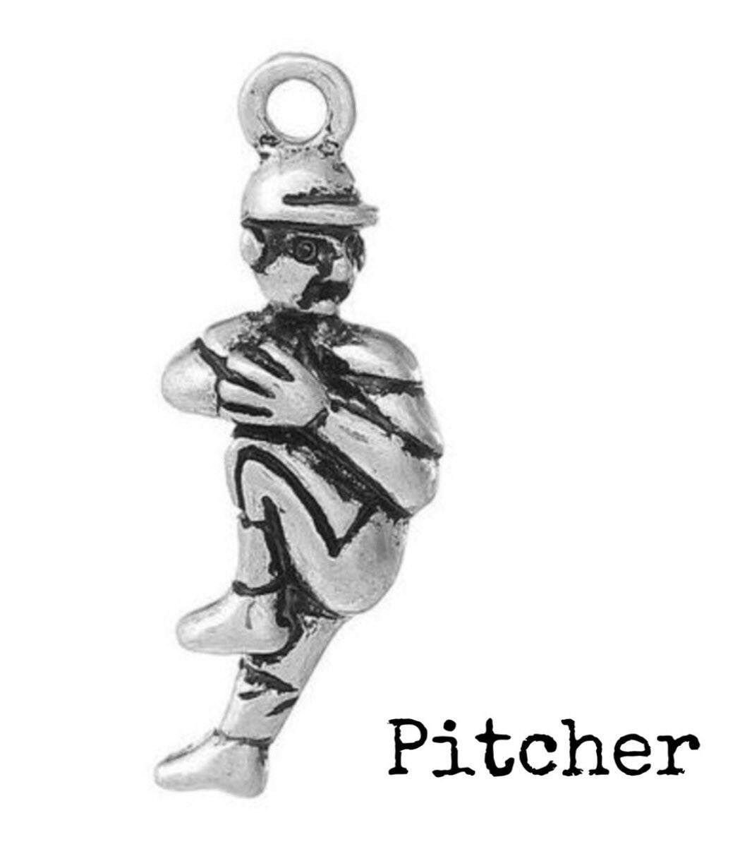 Custom Baseball/Softball Bangle Bracelet with Four Charm Selections