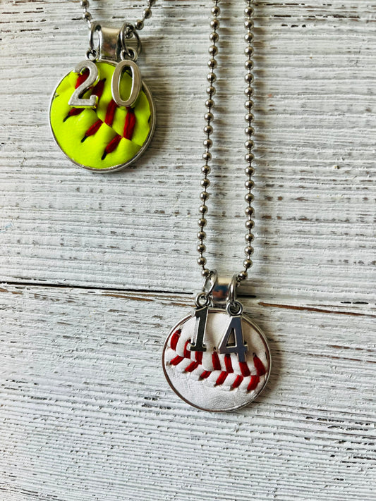 Authentic Baseball & Softball Pendant Necklace with Ball Chain – Personalized