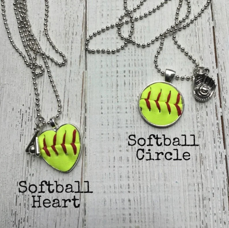 Authentic Sports Ball Pendant Necklaces - Baseball, Softball, Football